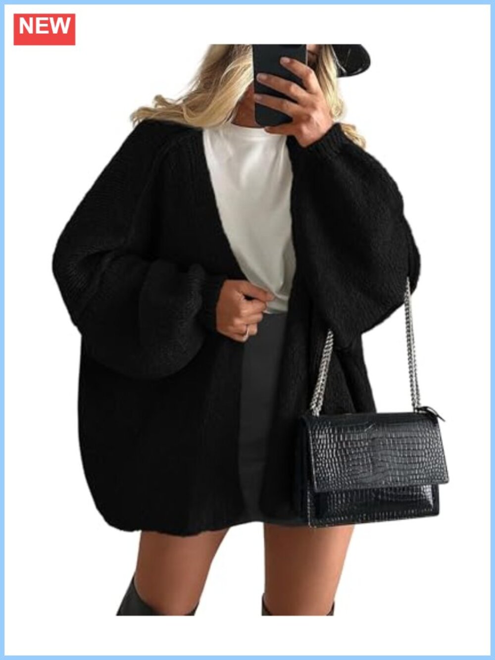 Oversized Open Front Cardigan Sweater Long Sleeve Knit